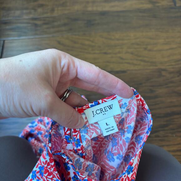 Bundle of (2) J Crew Floral Printed Tops Poplin / Shell Tank Femenine Sz L - Picture 3 of 15